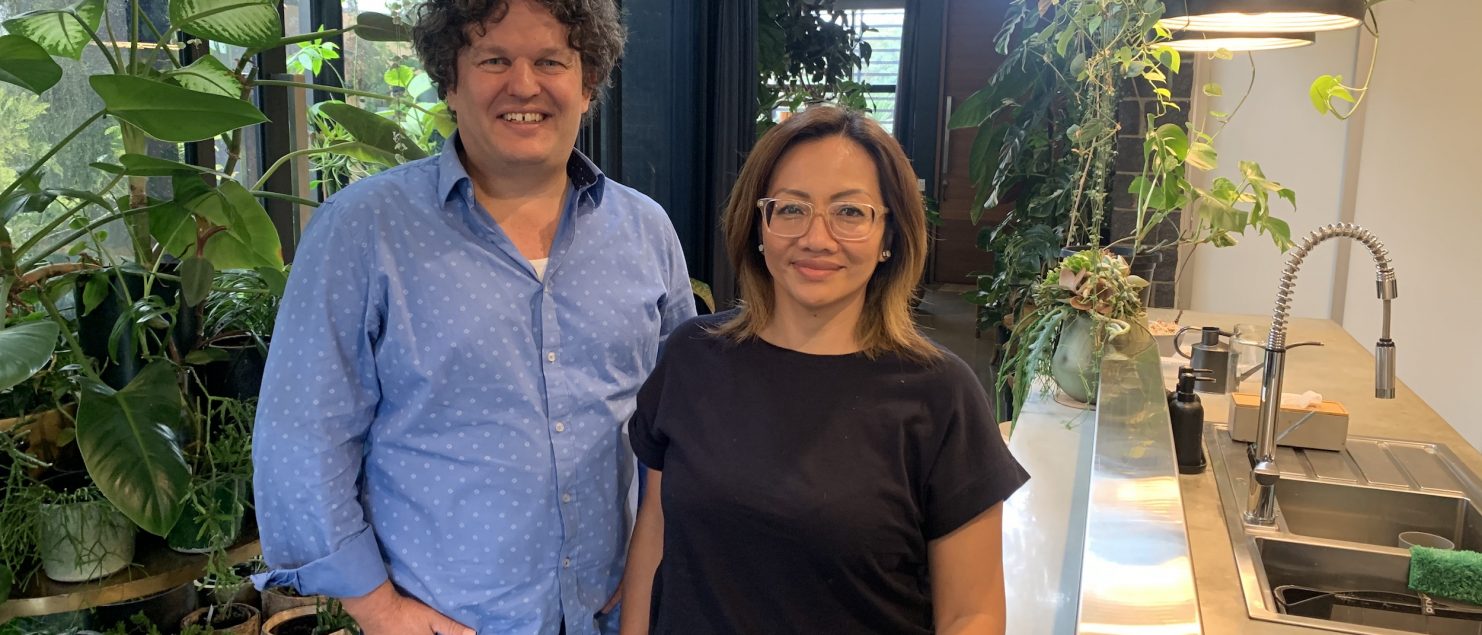 Fesi and Josh from Gardening Australia at Fesi's house.