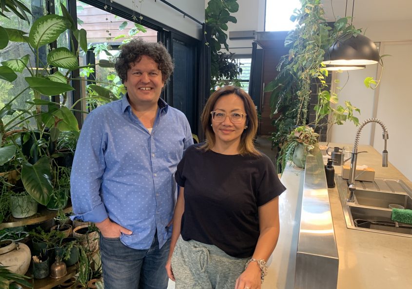 Fesi and Josh from Gardening Australia at Fesi's house.